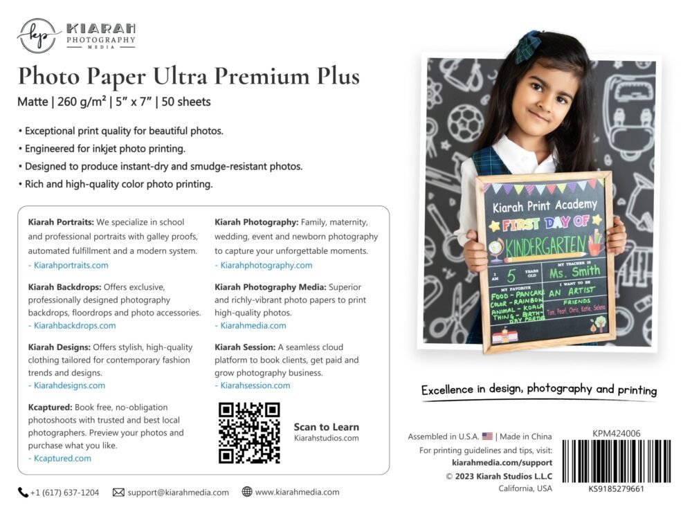 Photo Paper Ultra Premium Plus | Matte | 260 g/m² | 5” x 7” | 50 sheets